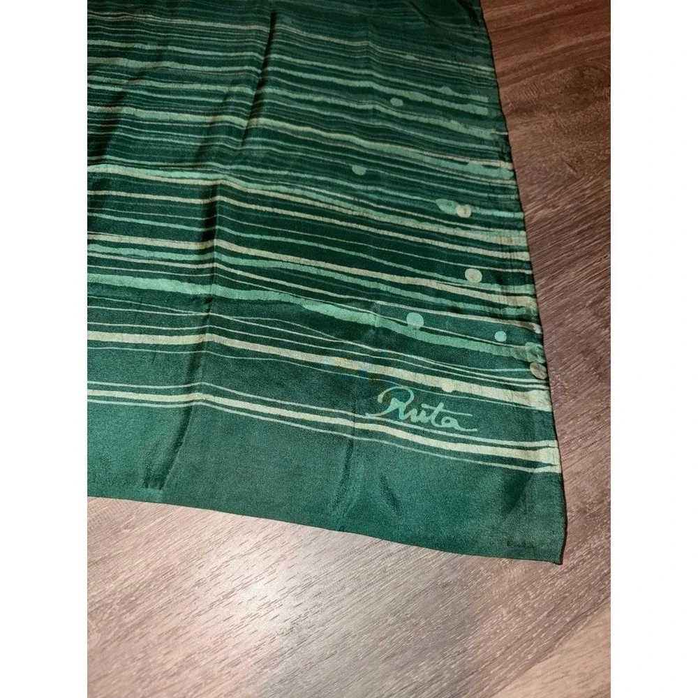 Large Green Stripe Silk Scarf Ruta